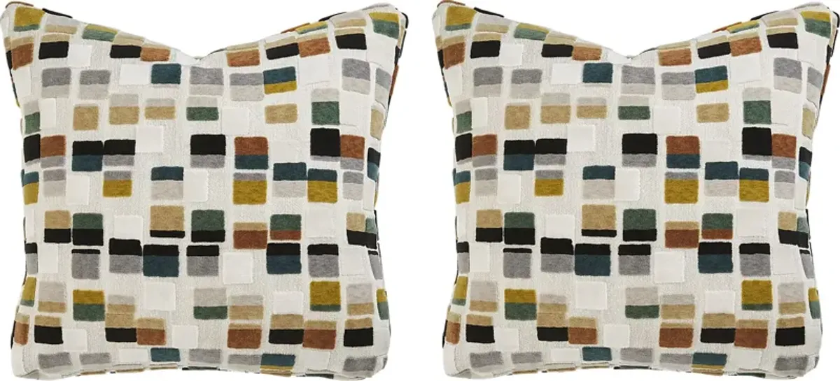 Blocks Olive Pillow, Set of Two