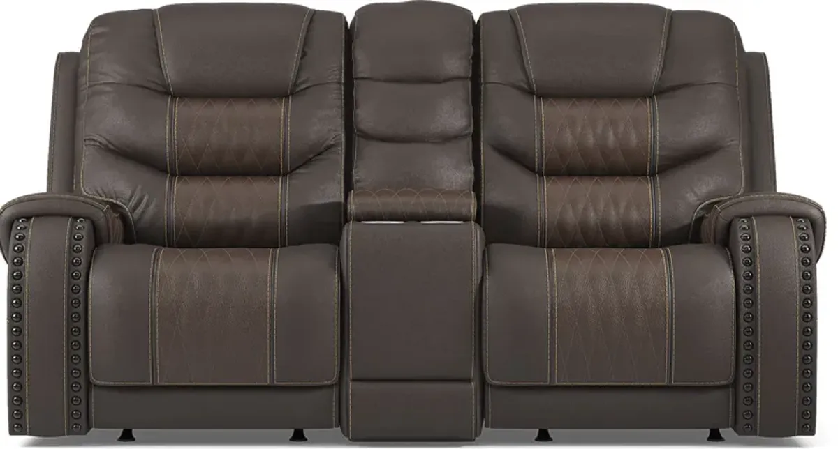 Headliner Brown Leather 8 Pc Dual Power Reclining Living Room