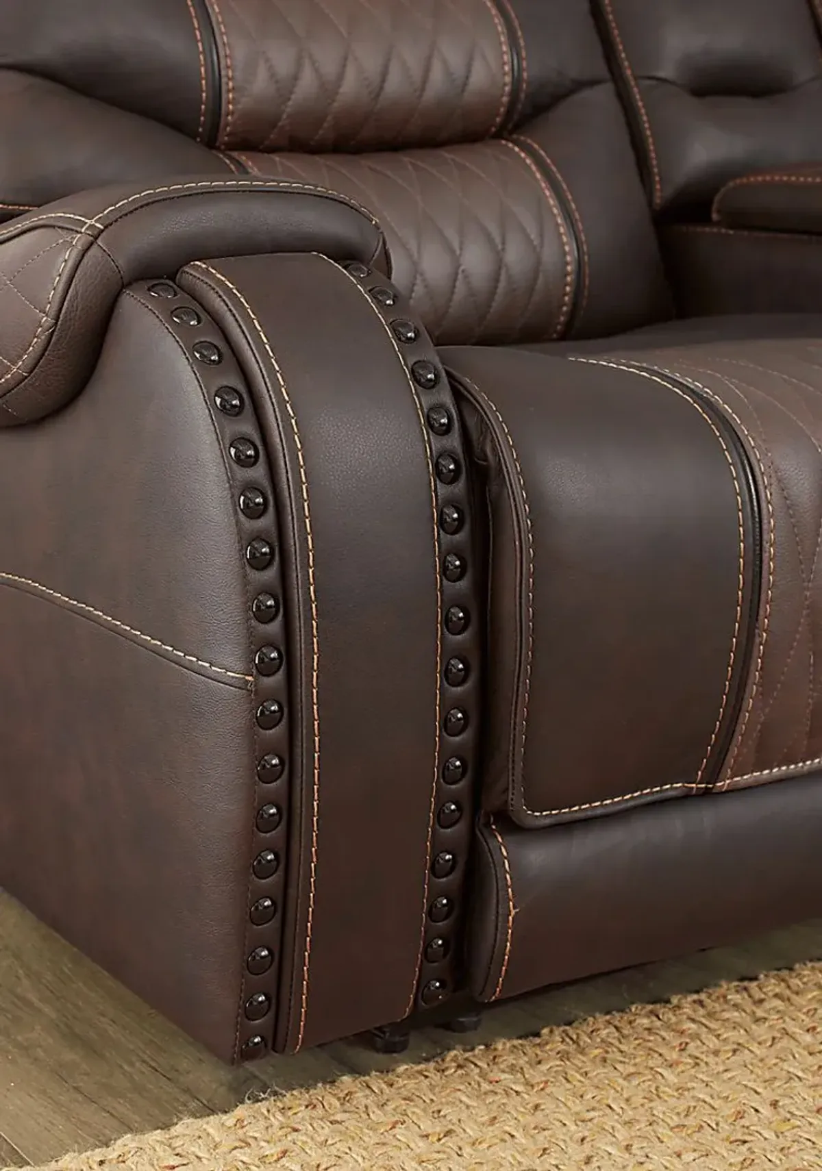 Headliner Brown Leather 8 Pc Dual Power Reclining Living Room