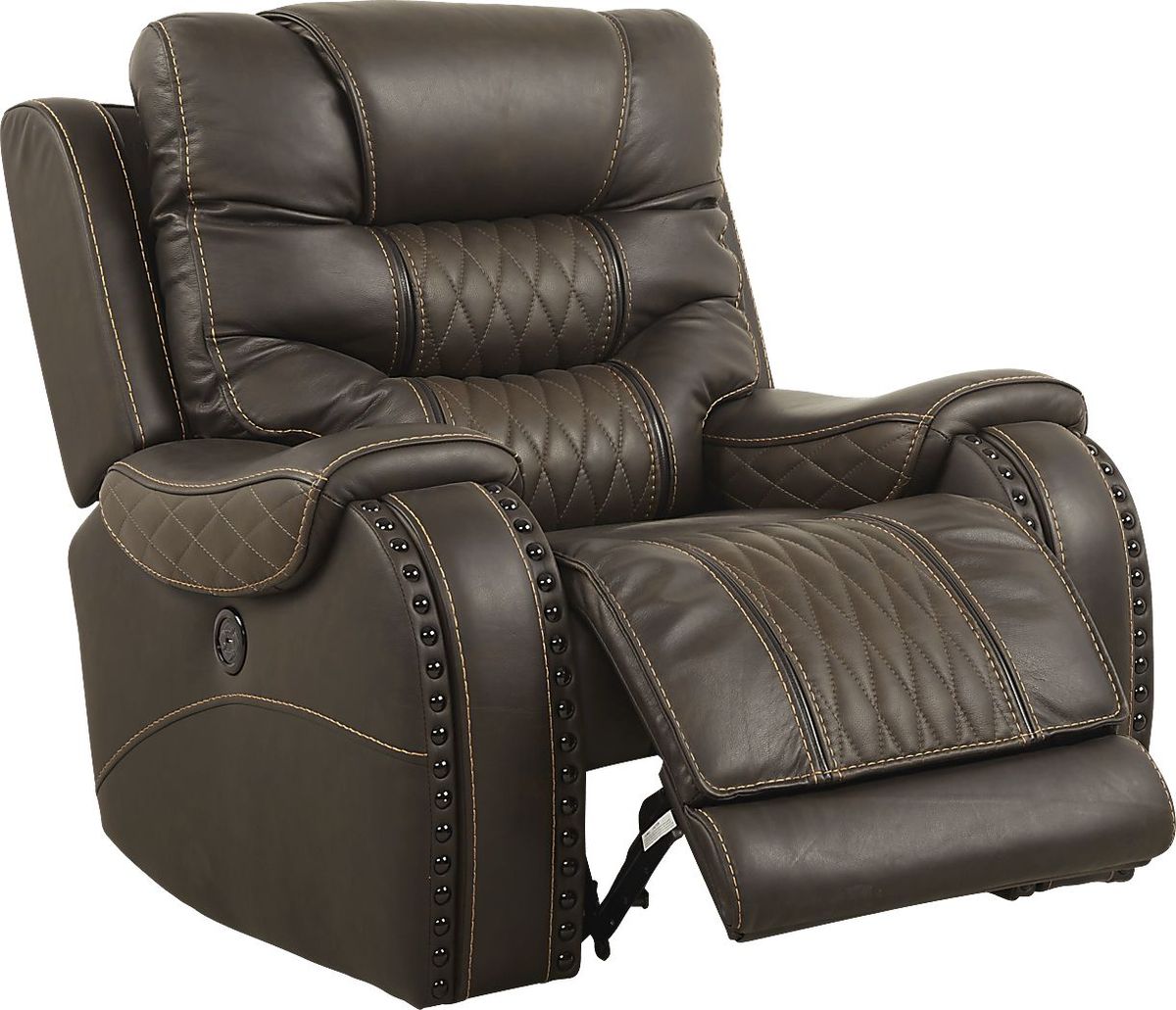 Headliner Brown Leather 8 Pc Dual Power Reclining Living Room