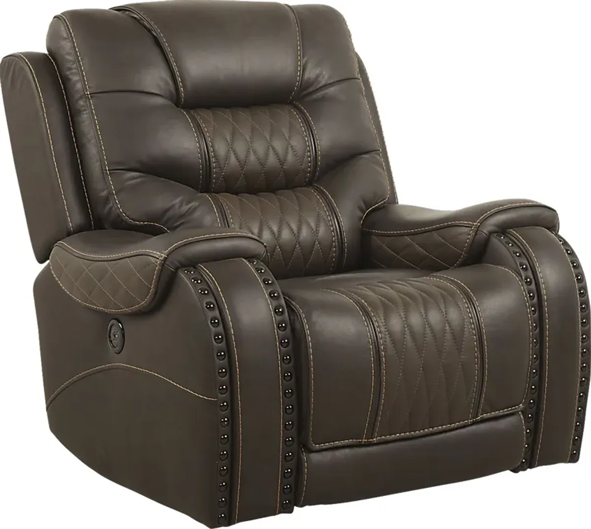 Headliner Brown Leather 8 Pc Dual Power Reclining Living Room