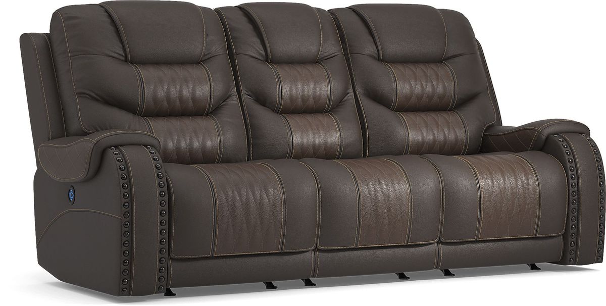 Headliner Brown Leather 8 Pc Dual Power Reclining Living Room