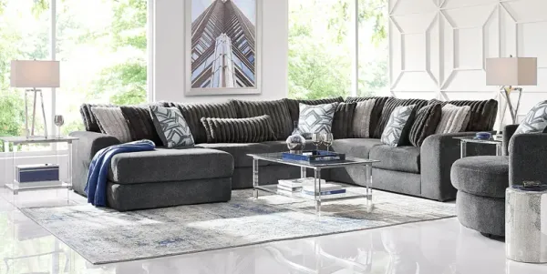 Moreau Street Black 6 Pc Sectional Living Room