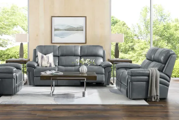 Trevino Lane Blue Leather 2 Pc Living Room with Reclining Sofa