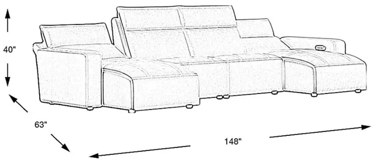 Light Gray Leather 4 Pc Dual Power Reclining ModularTwo