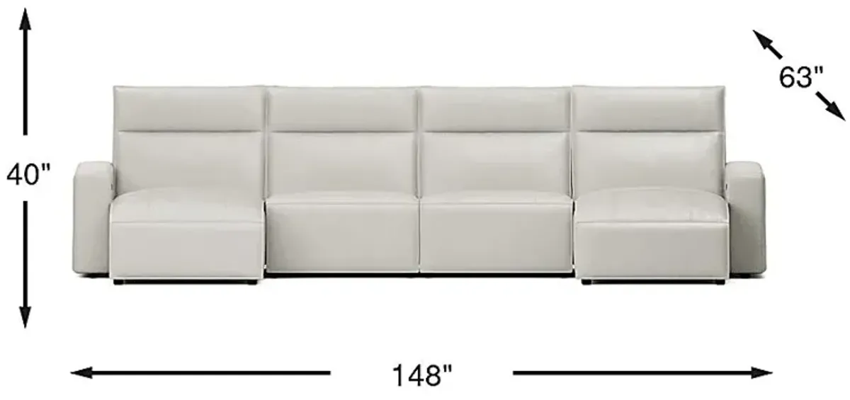 Light Gray Leather 4 Pc Dual Power Reclining ModularTwo