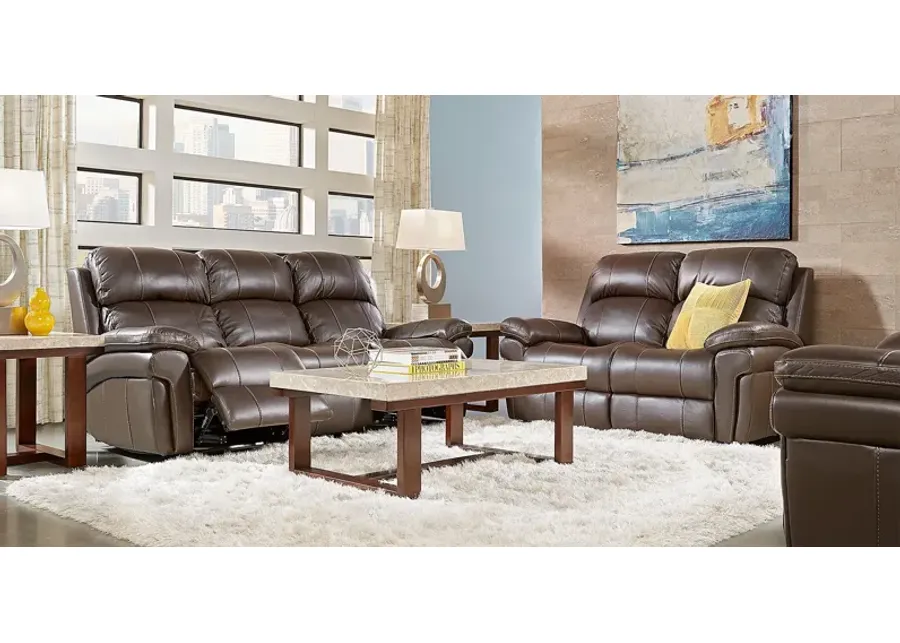 Trevino Place Chocolate Leather 2 Pc Living Room with Reclining Sofa