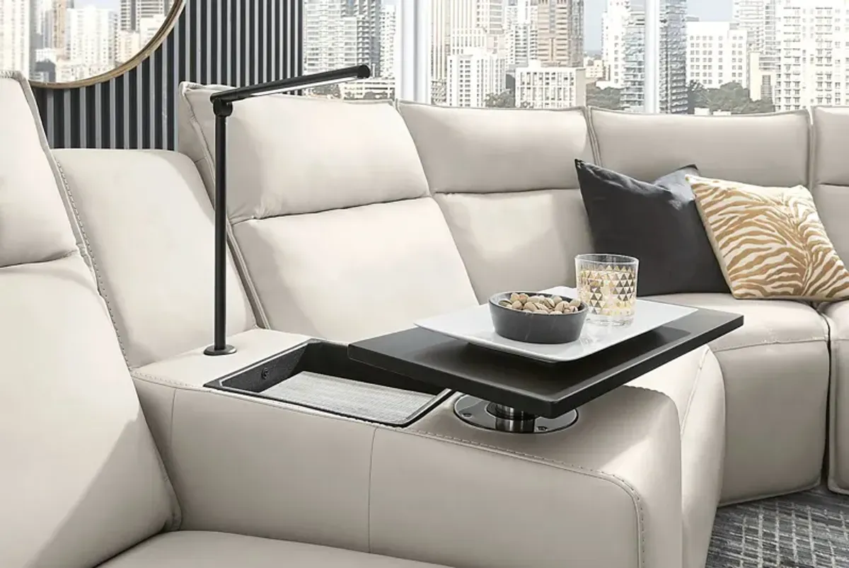 Light Gray Leather 5 Pc Dual Power Reclining ModularTwo