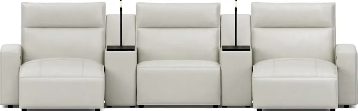 Light Gray Leather 5 Pc Dual Power Reclining ModularTwo