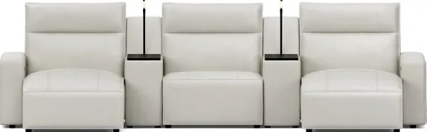 Light Gray Leather 5 Pc Dual Power Reclining ModularTwo