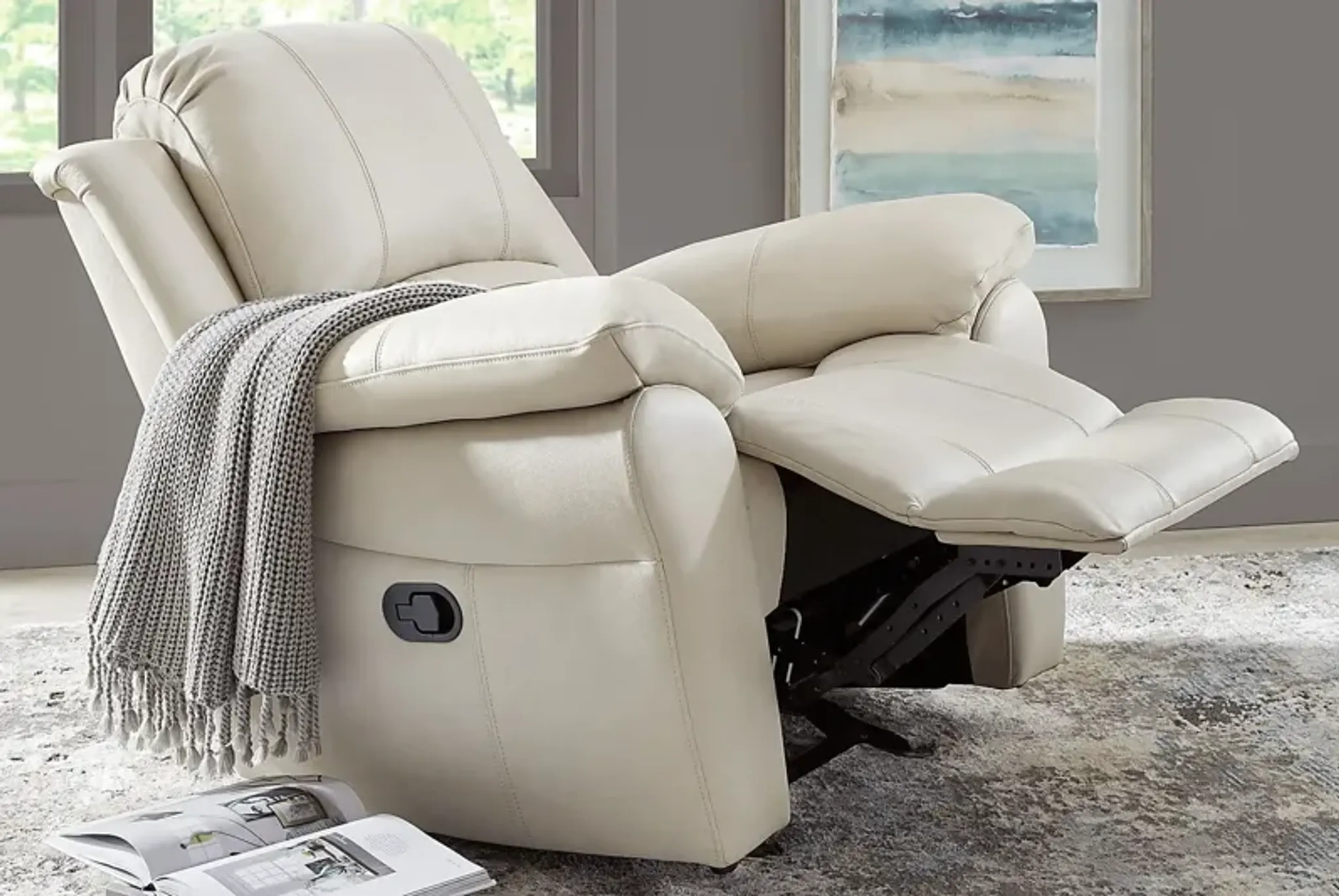 Vercelli Way Stone Leather 8 Pc Living Room With Reclining Sofa Rooms ...