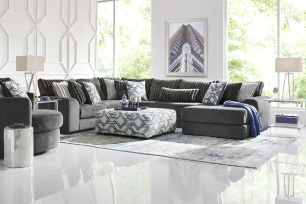 Moreau Street Black 6 Pc Sectional Living Room