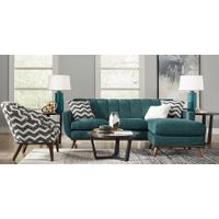 East Side Teal 5 Pc Sectional Living Room