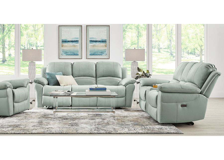 Vercelli Way Aqua Leather 8 Pc Reclining Living Room