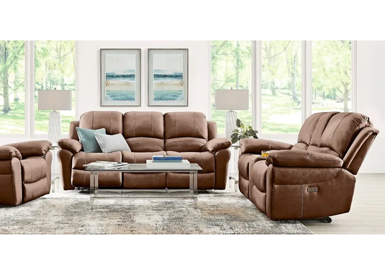 Vercelli Way Brown Leather 8 Pc Power Reclining Living Room with Reclining Sofa