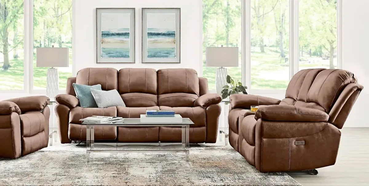 Vercelli Way Brown Leather 8 Pc Power Reclining Living Room with Reclining Sofa