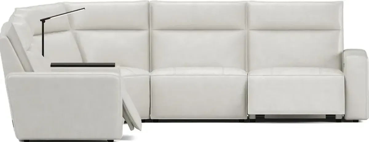 Light Gray Leather 6 Pc Dual Power Reclining ModularTwo