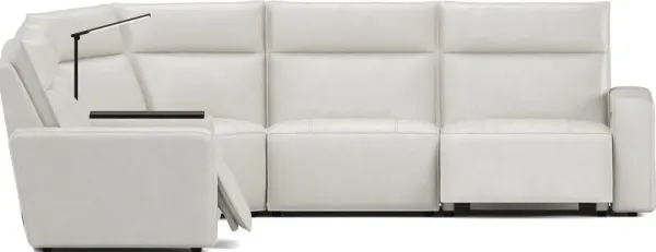 Light Gray Leather 6 Pc Dual Power Reclining ModularTwo