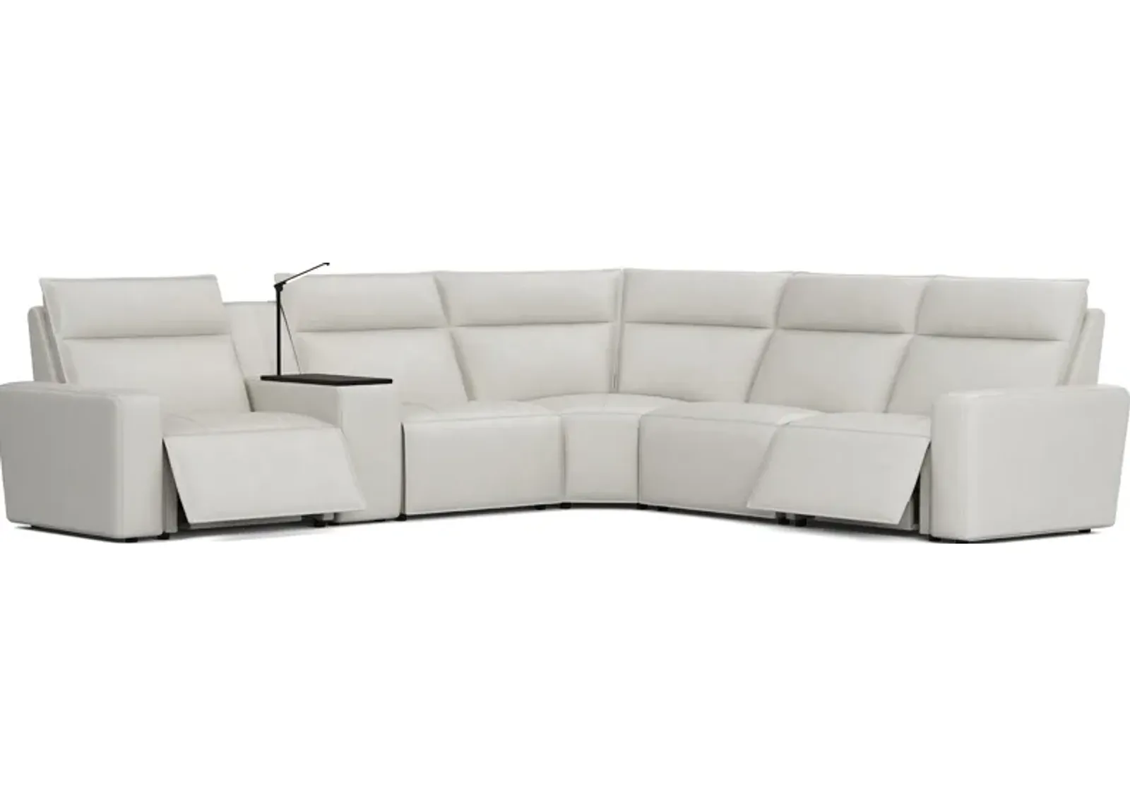 Light Gray Leather 6 Pc Dual Power Reclining ModularTwo