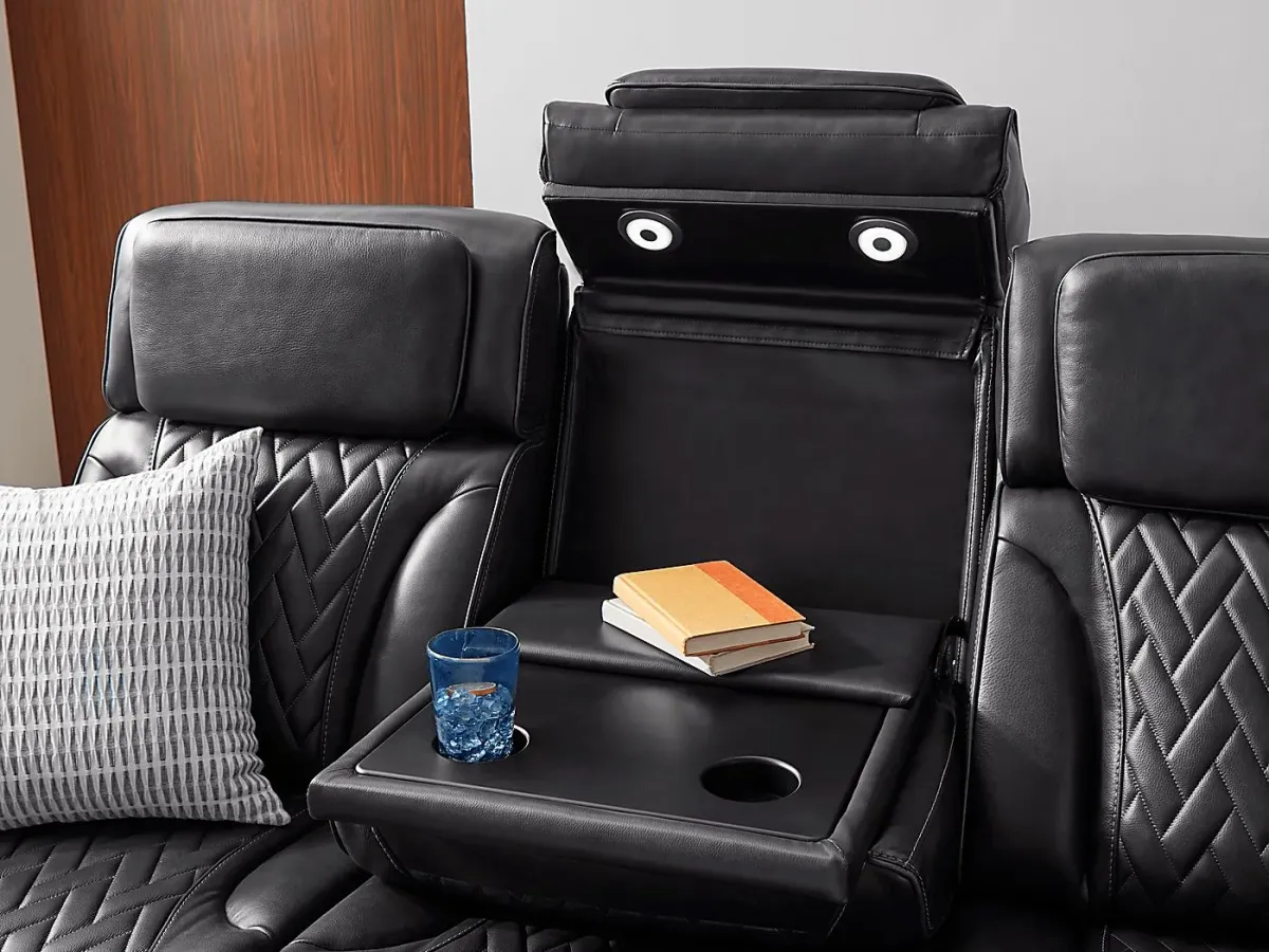 Port Royal Midnight Leather 5 Pc Triple Power Reclining Living Room