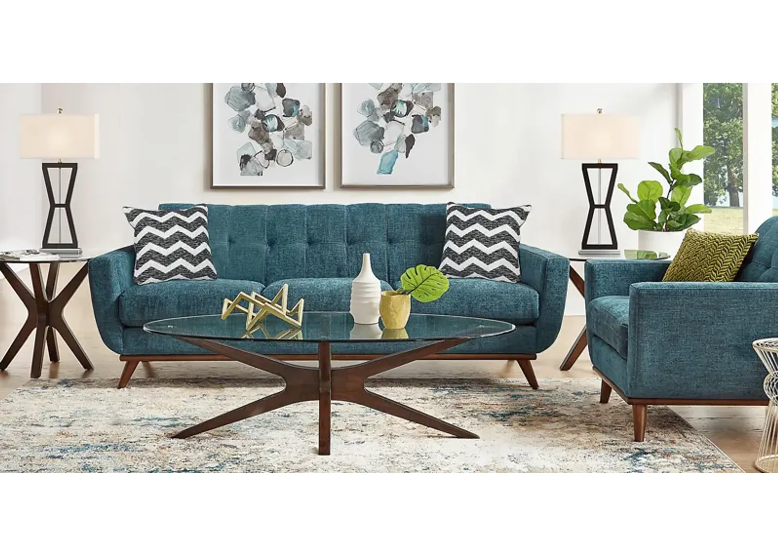 East Side Teal 7 Pc Living Room