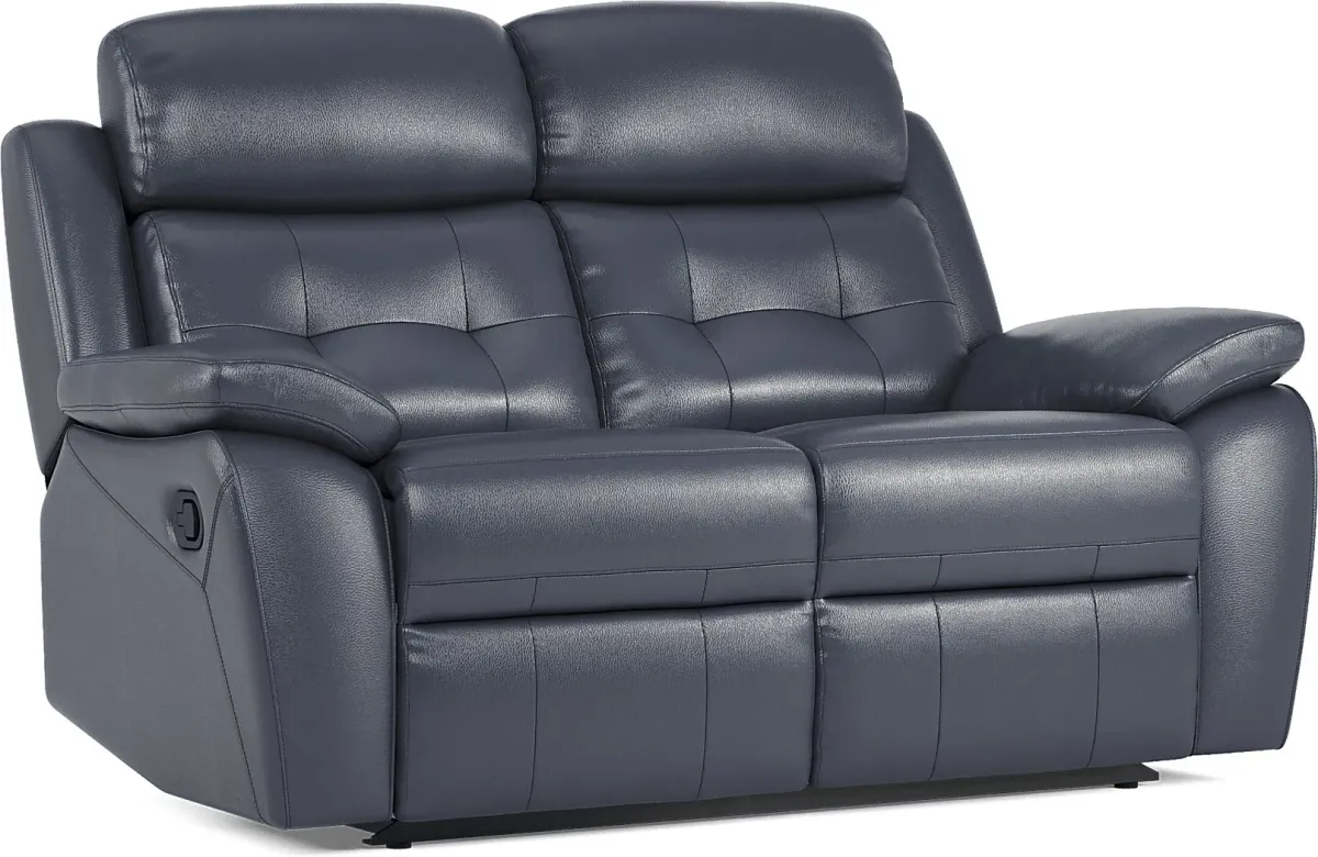 Antonin Blue Leather 5 Pc Reclining Living Room