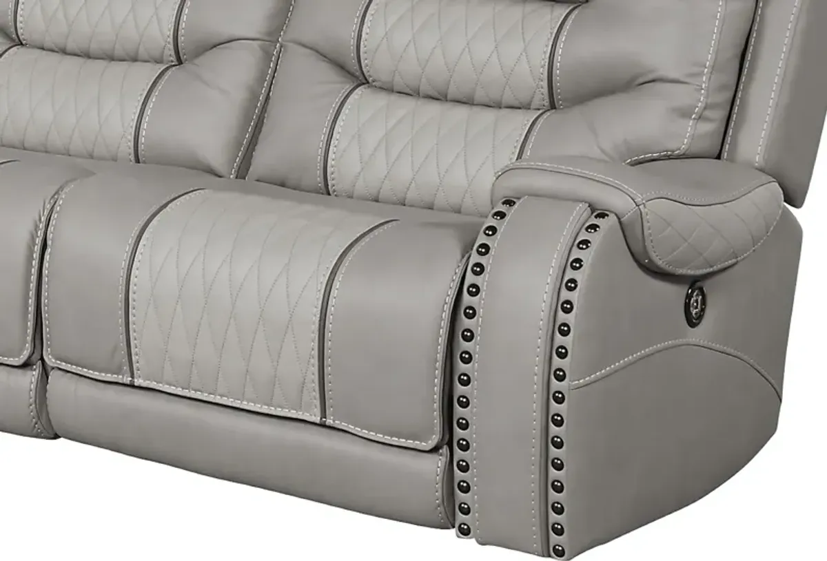 Headliner Gray Leather 5 Pc Dual Power Reclining Sectional