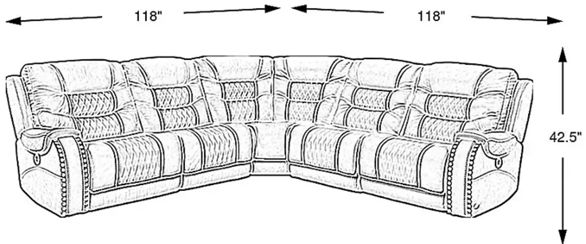 Headliner Gray Leather 5 Pc Dual Power Reclining Sectional