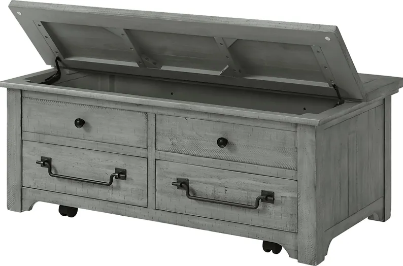 Gingerich Gray Coffee Table with Flip Top Trunk