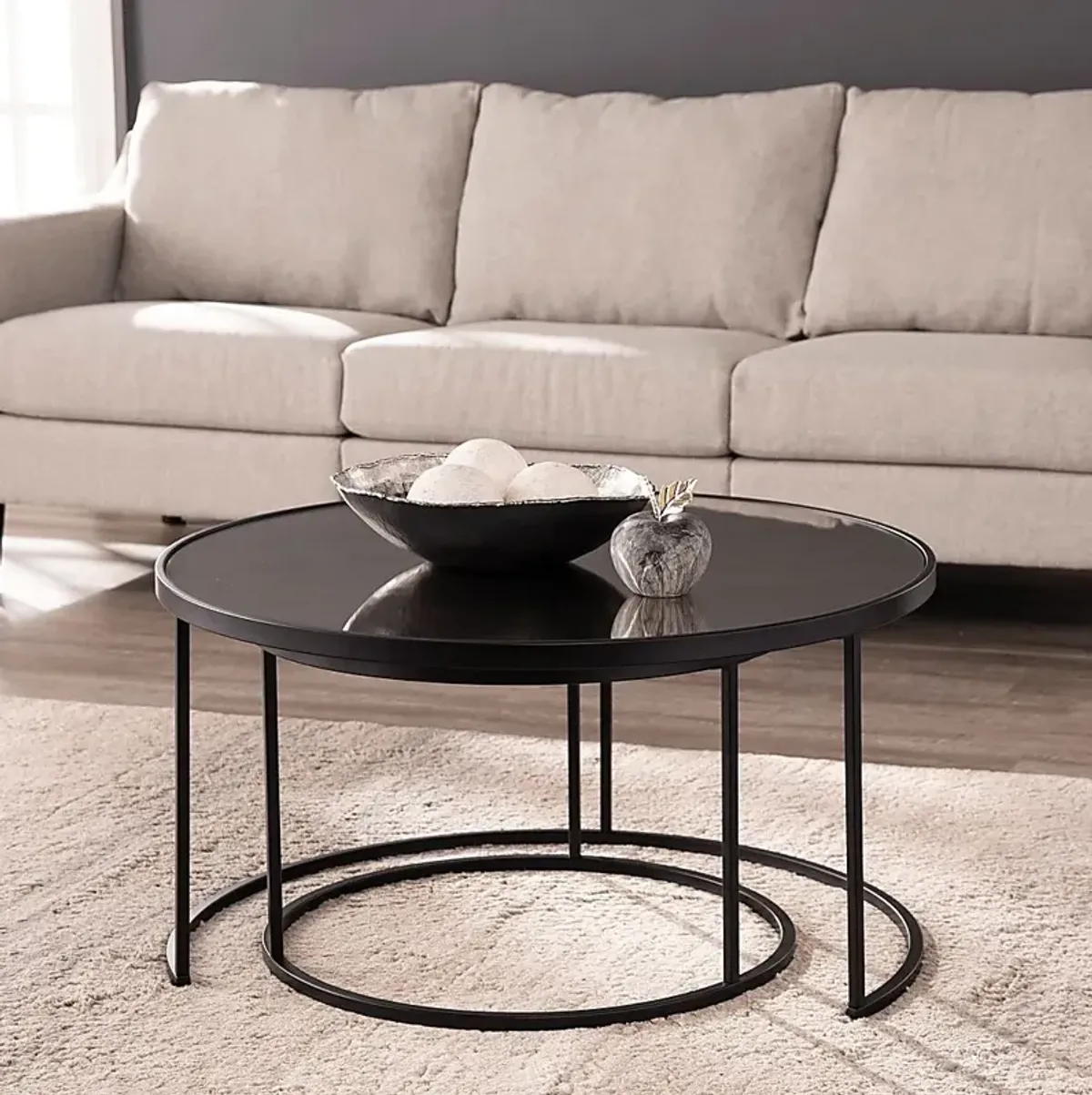 Leralynn Black Nesting Cocktail Table, Set of 2