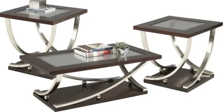 Kendare Brown Cherry 3 Pc Rectangle Table Set