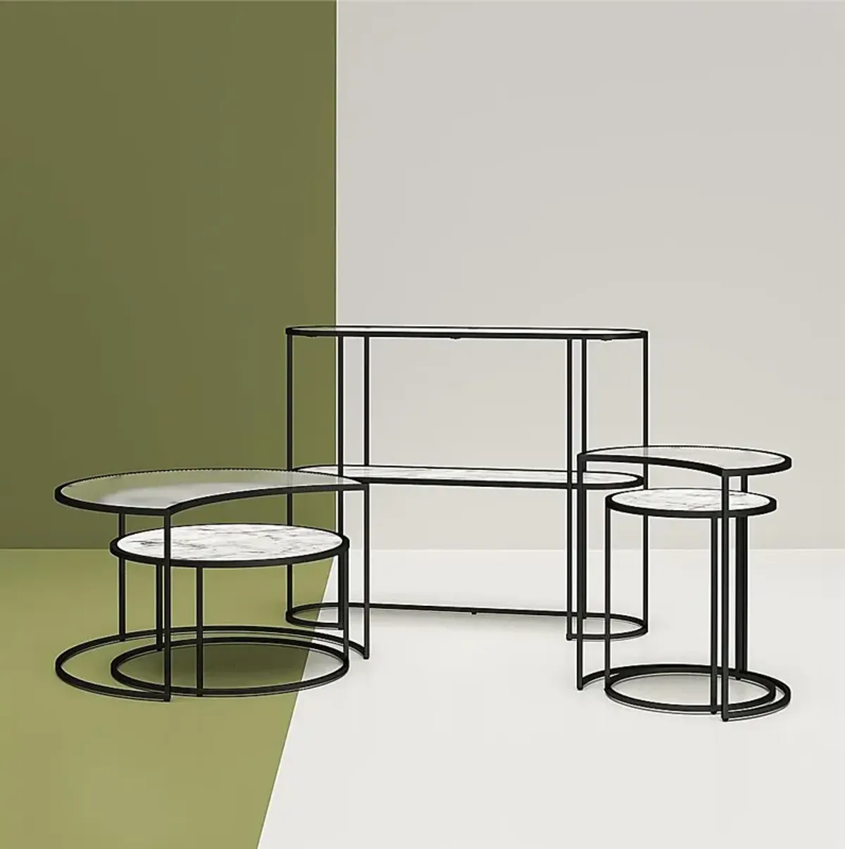 Cardella White Nesting Cocktail Tables, Set of 2