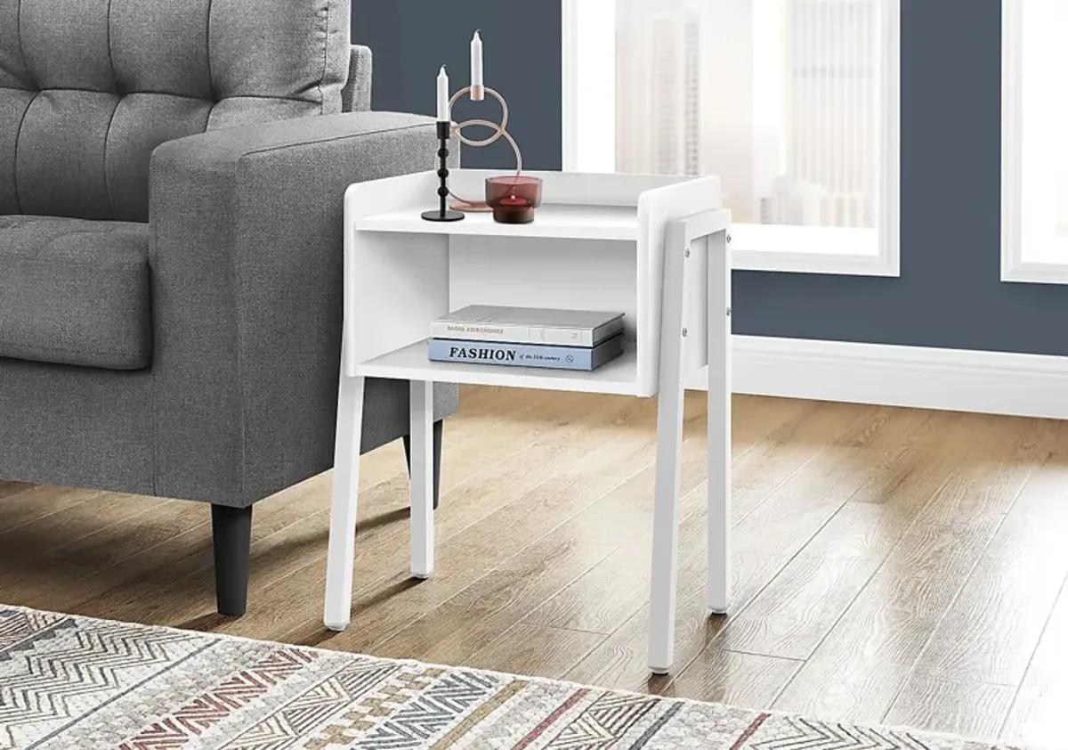 Amberstone White End Table