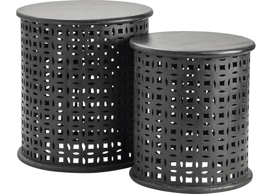 Donnegan Black End Table, Set of 2