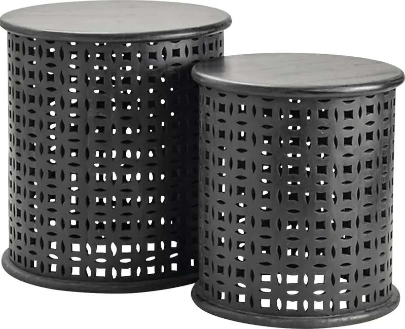 Donnegan Black End Table, Set of 2