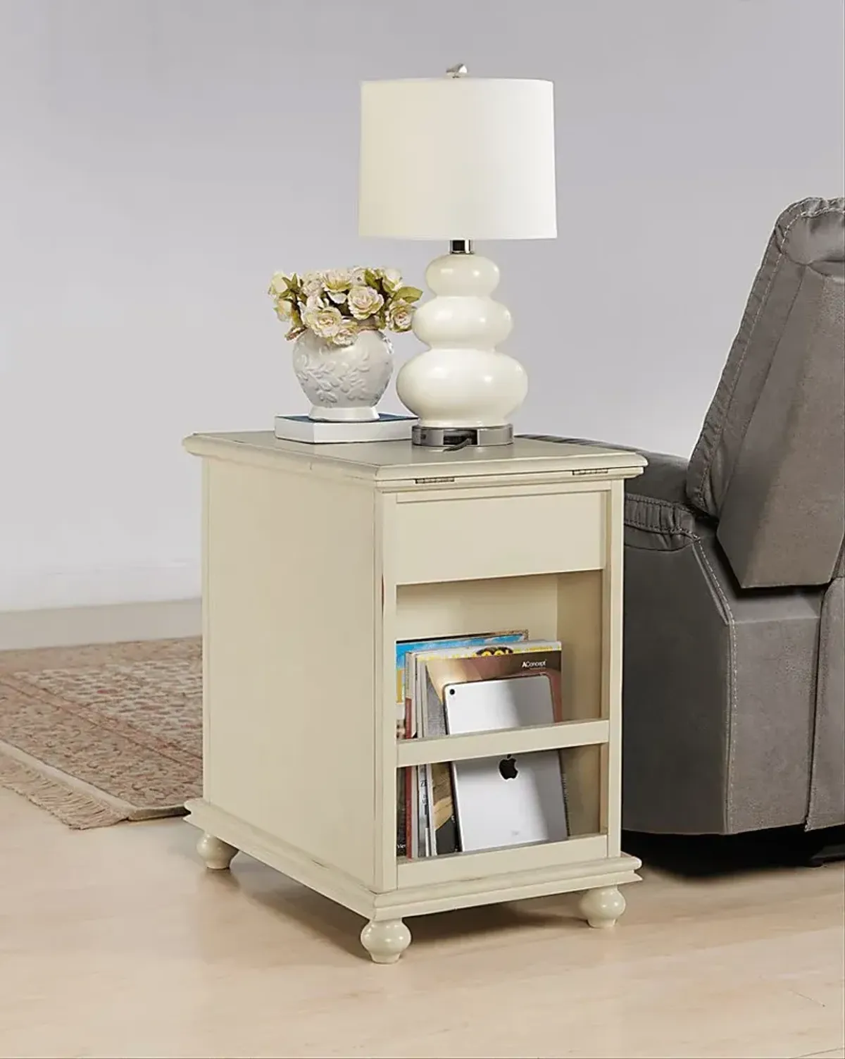 Bunyard White Chairside Table