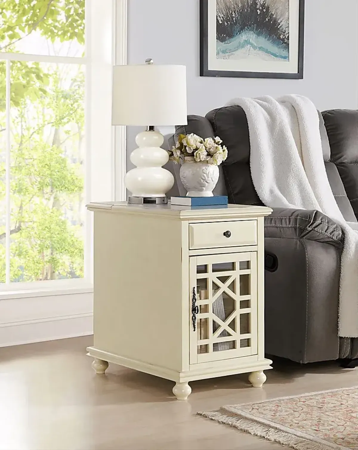 Bunyard White Chairside Table