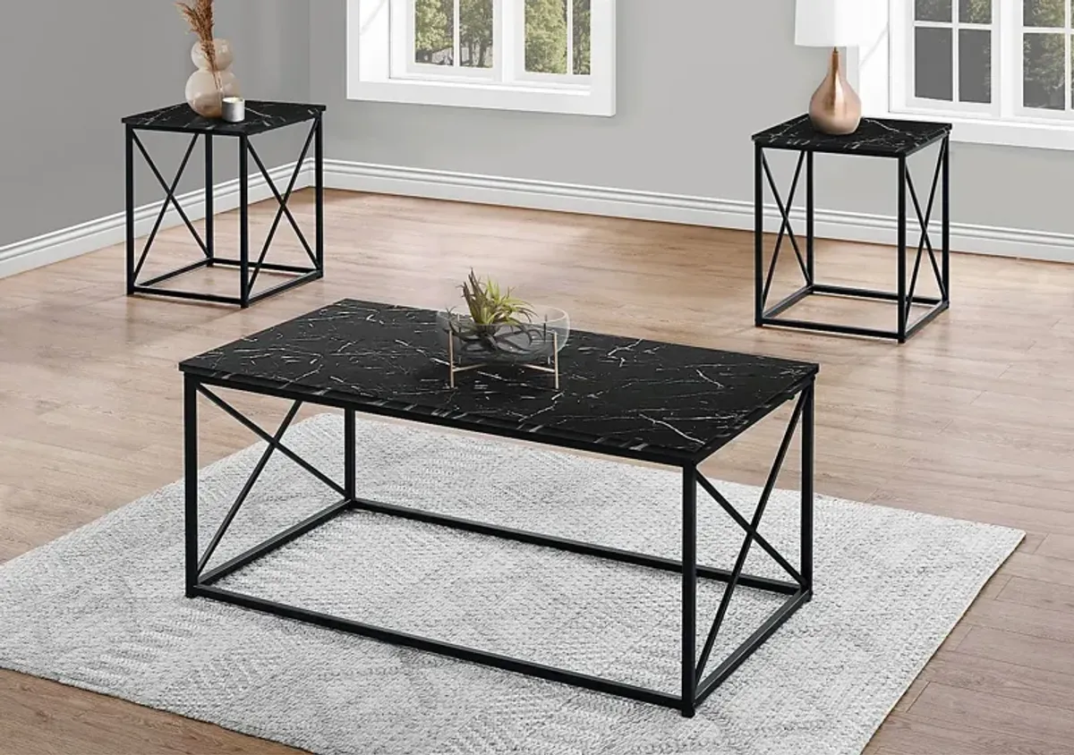 Screven I Black Cocktail Table Set, Set of 3