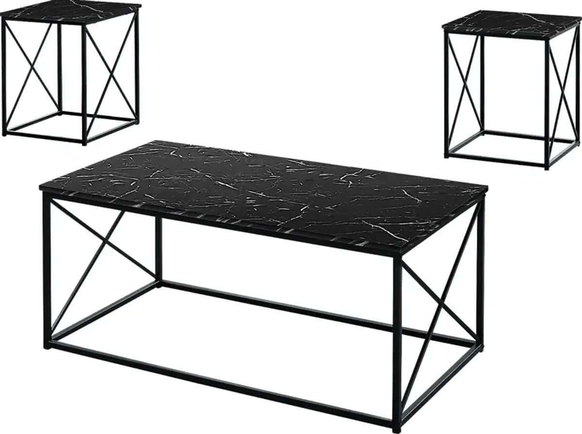 Screven I Black Cocktail Table Set, Set of 3