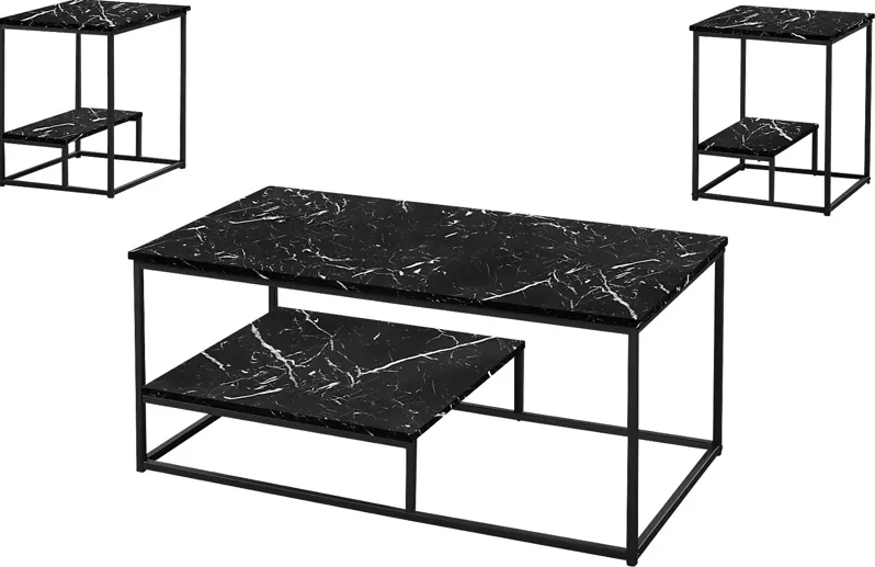 Screven II Black Cocktail Table Set, Set of 3