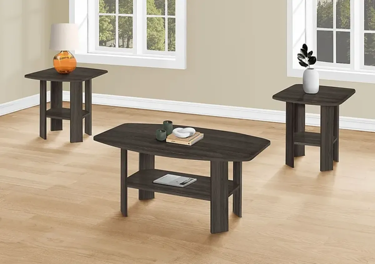 Sagamon Oak Brown 3pc Table Set