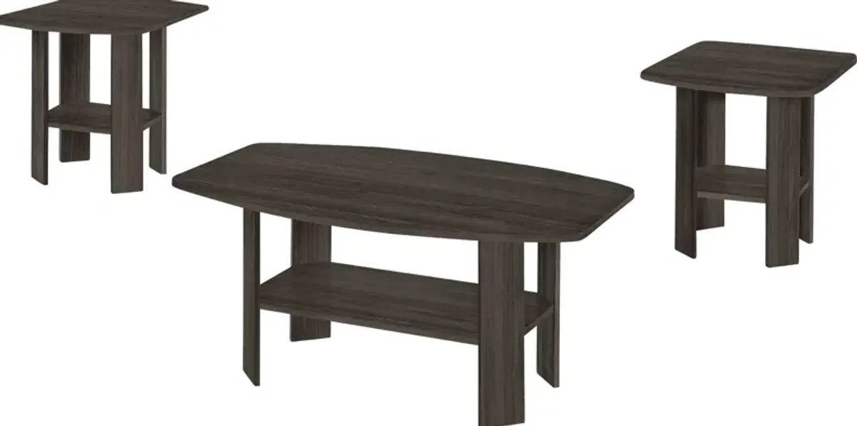 Sagamon Oak Brown 3pc Table Set