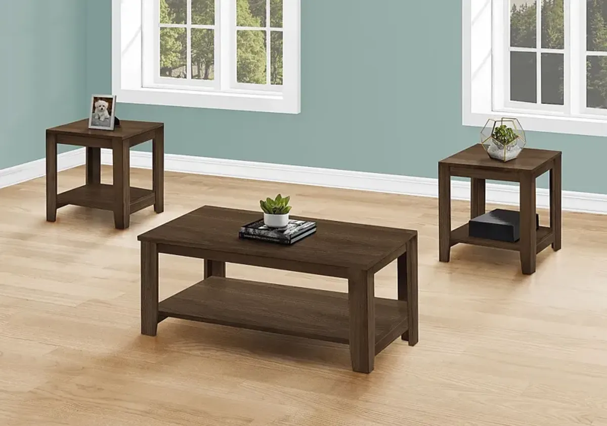 Torlage Dark Brown 3pc Table Set