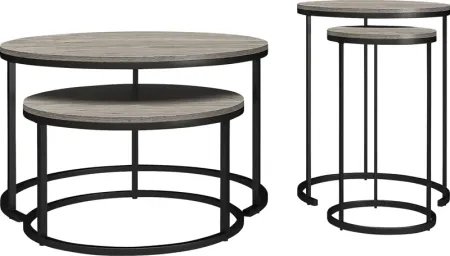 Ailbem Gray Nesting Cocktail Table & End Table, Set of 4