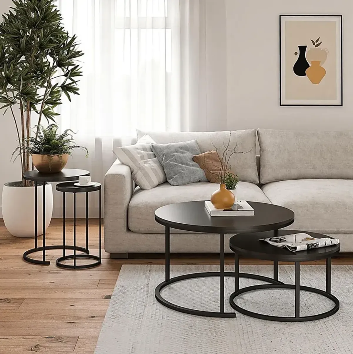 Auberon Espresso Nesting Cocktail and End Table, Set of 4