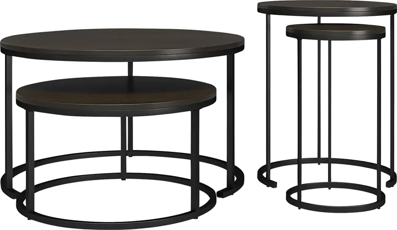 Auberon Espresso Nesting Cocktail and End Table, Set of 4