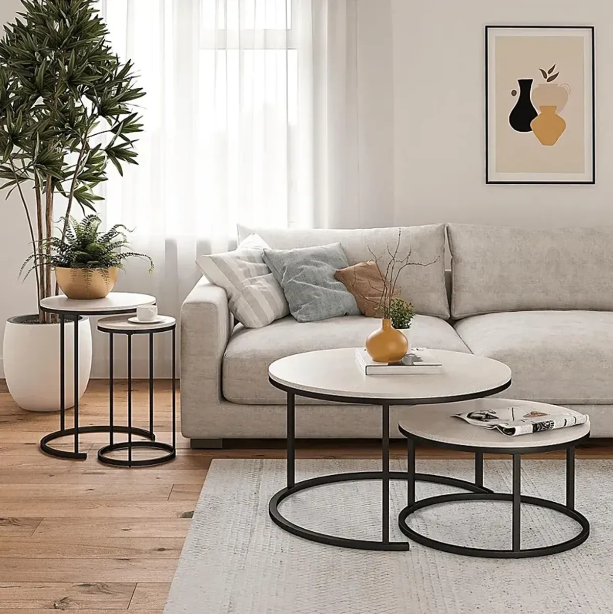 Ignatz Ivory Nesting Cocktail and End Table, Set of 4