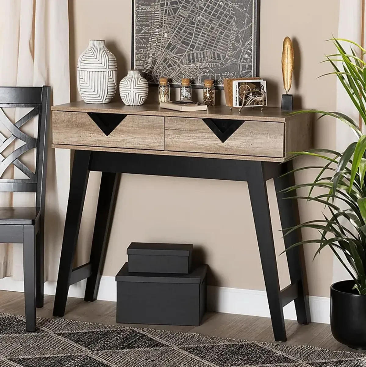 Guiford Light Brown 2-Drawer Console Table