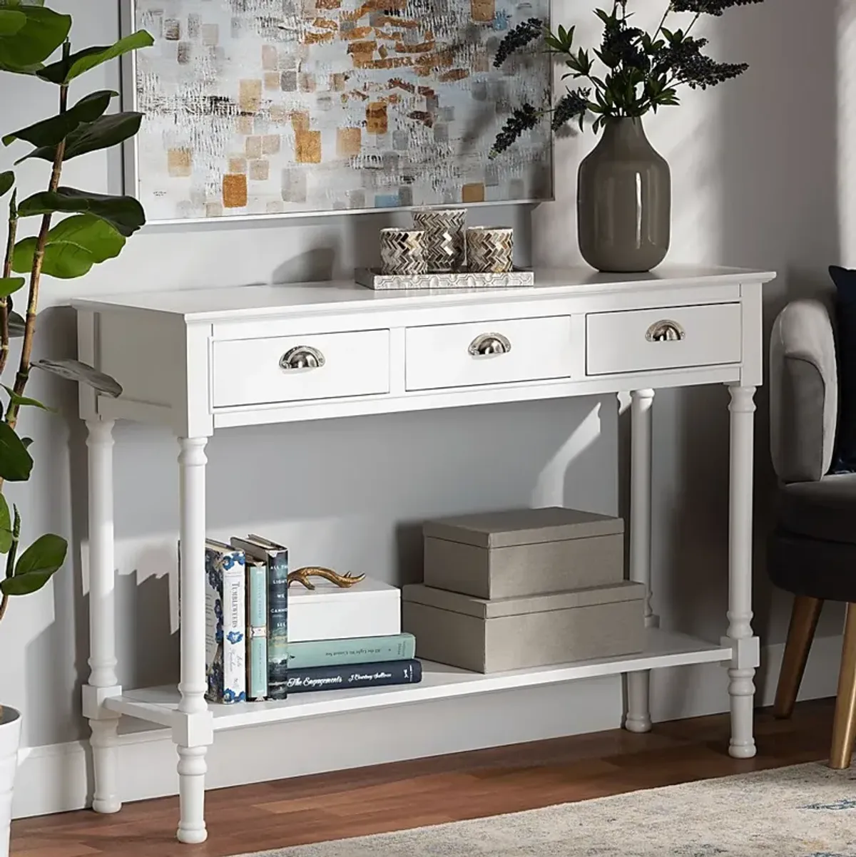 Brookpark White Console Table