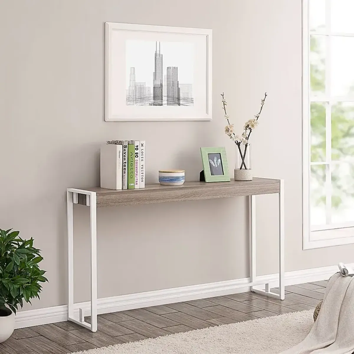 Macen White Console Table